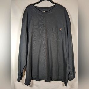Dickies Heavy Long Sleeve Black Pocket Tee 100% Cotton Size 4XL